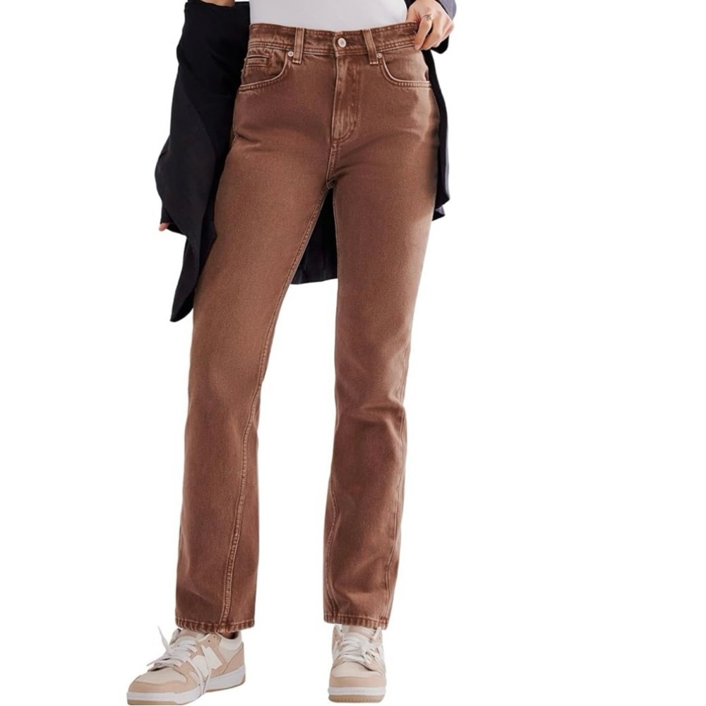 We The Free Women's Xena High Rise Slim Straight Jeans in Chocolate Mousse, 25